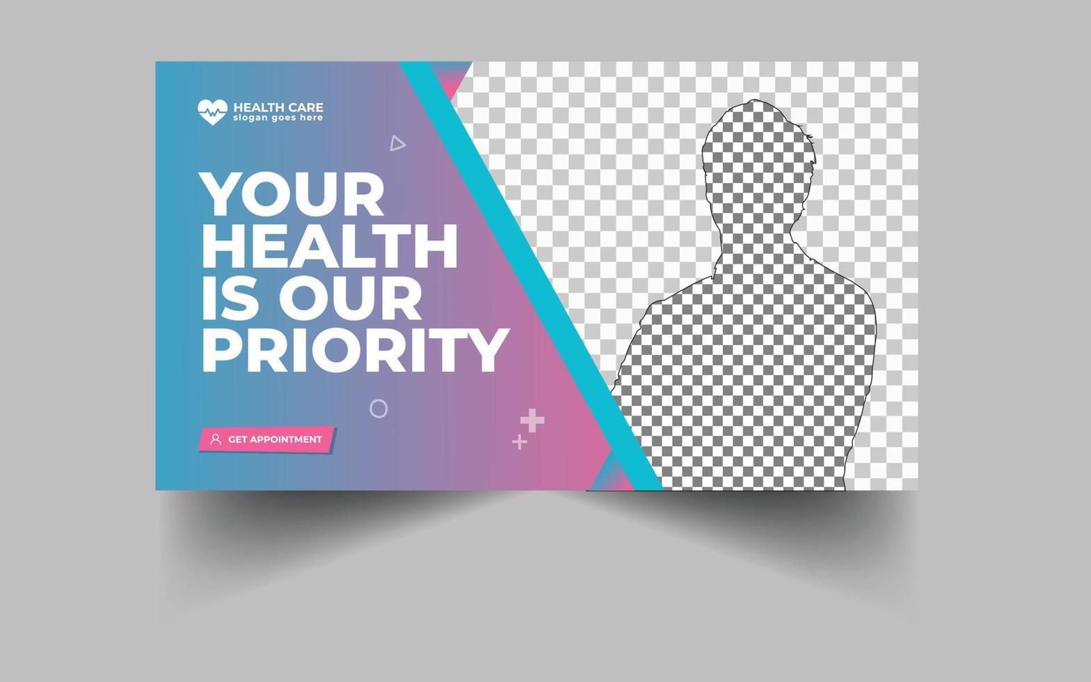 Medical web banner and Healthcare Video thumbnail template vector