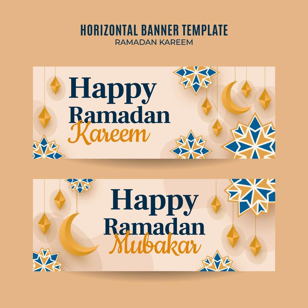 Ramadan Kareem Horizontal Web Banner Space Area and Background vector