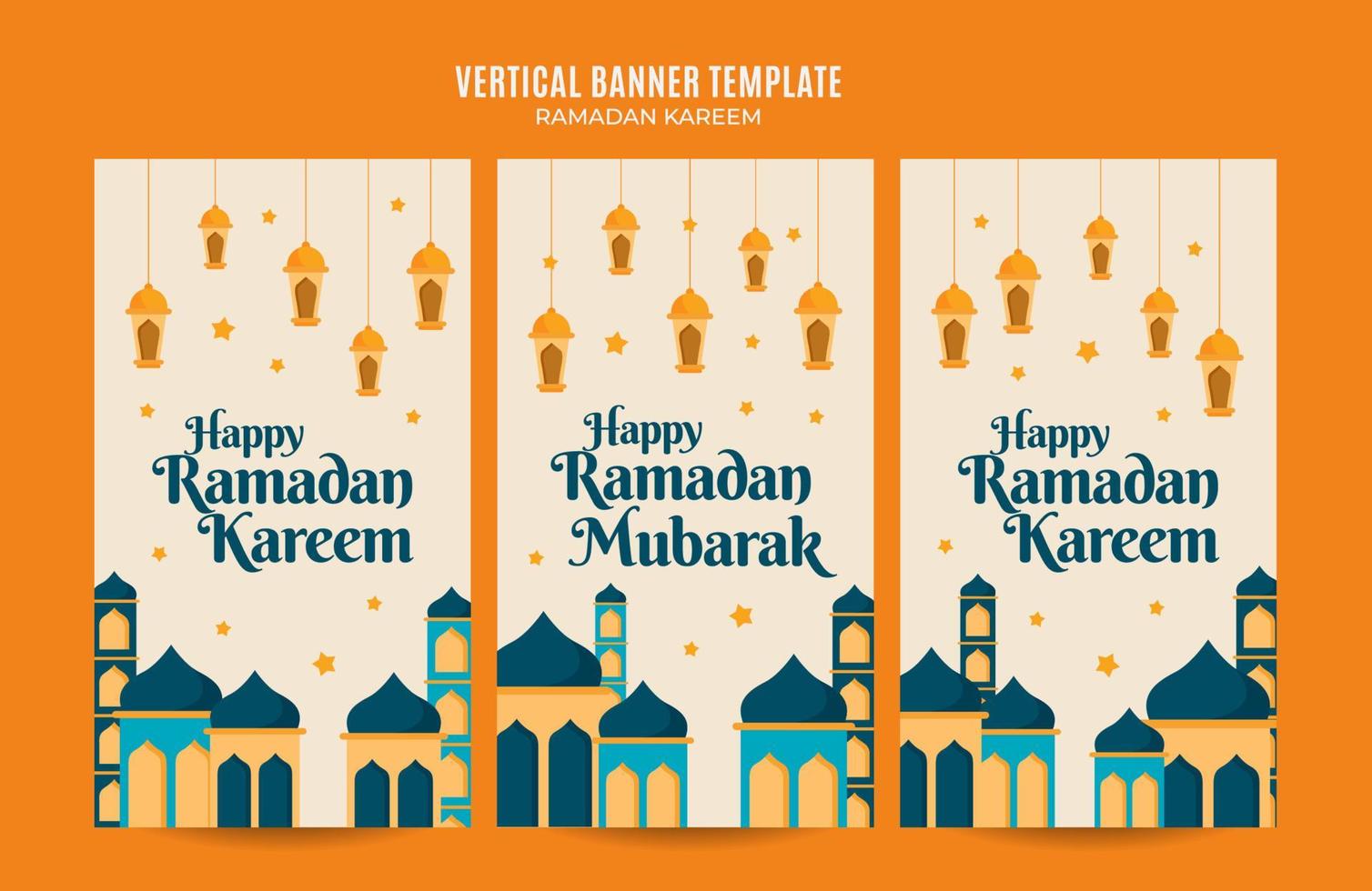 ramadan kareem banner web vertical área espacial y fondo vector