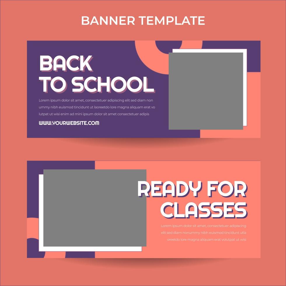 Horizontal back to school web banner template with retro computer aesthetics style vector