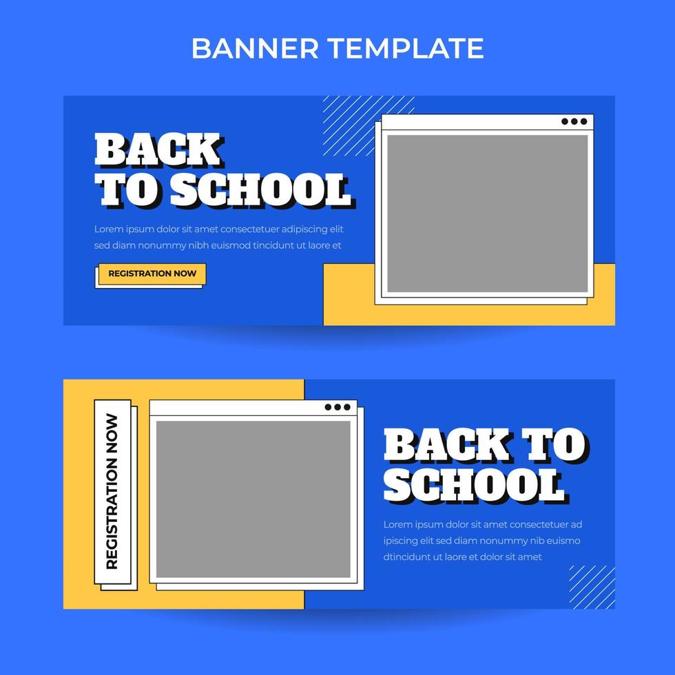 Horizontal back to school web banner template with retro computer aesthetics style vector