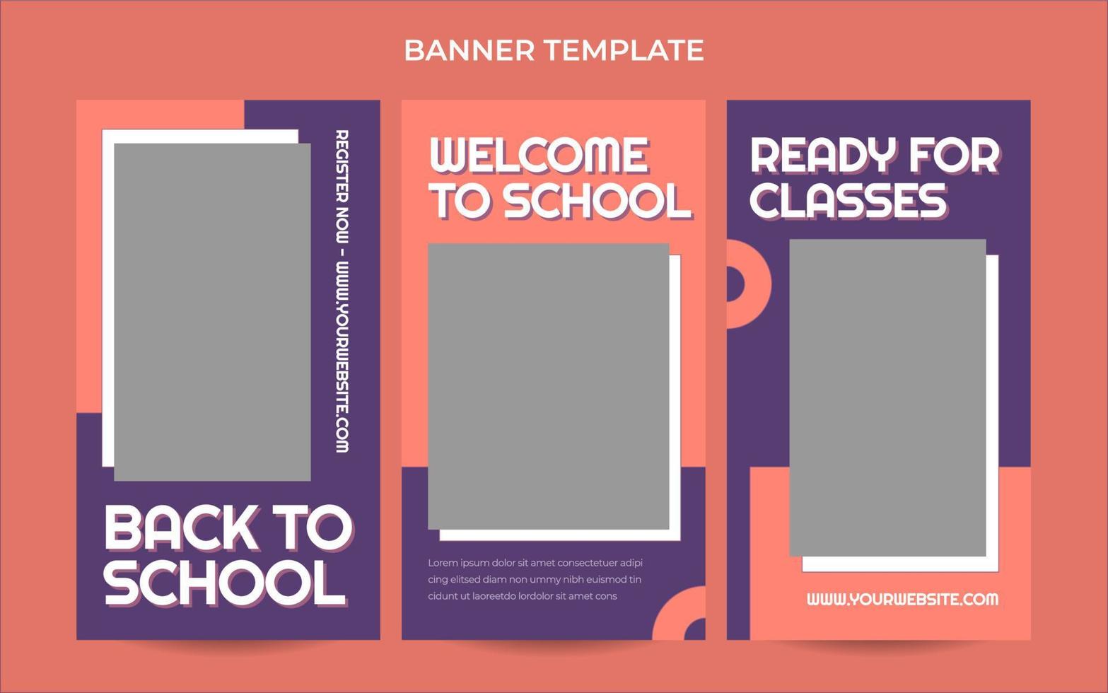 plantilla de banner web vertical de regreso a la escuela con estilo retro de estética informática vector