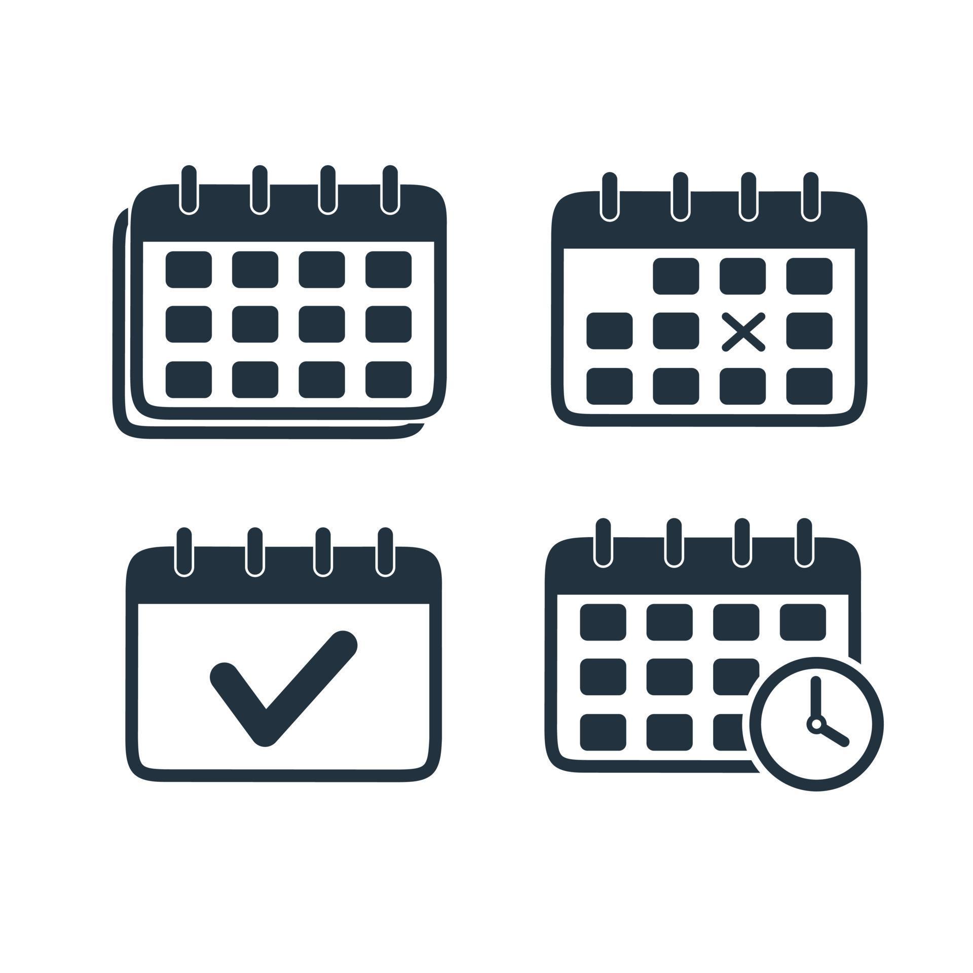 calendar line icon set vector. calendar schedule symbols isolated on a 