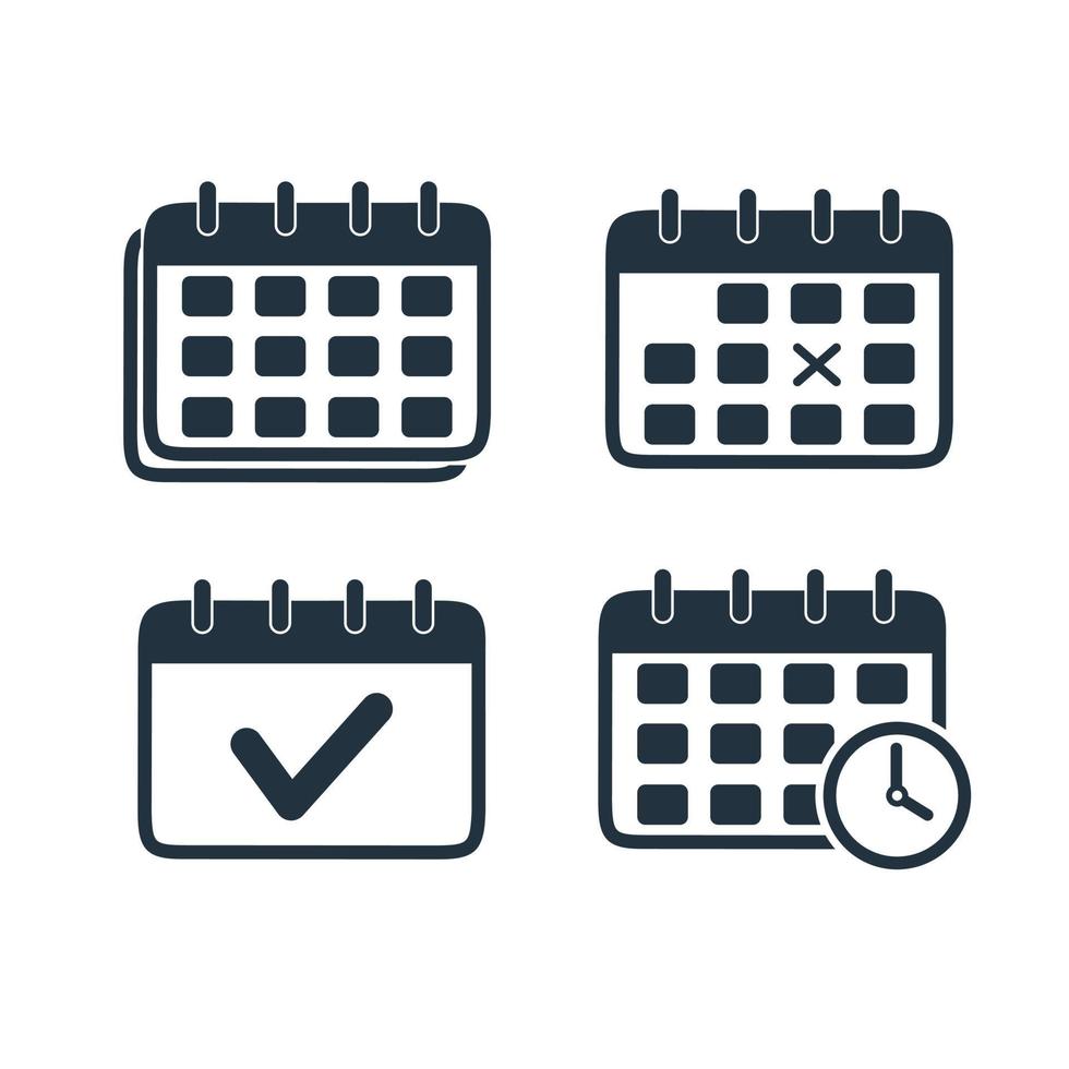 vector de conjunto de iconos de línea de calendario. símbolos de programación de calendario aislados en un fondo blanco.