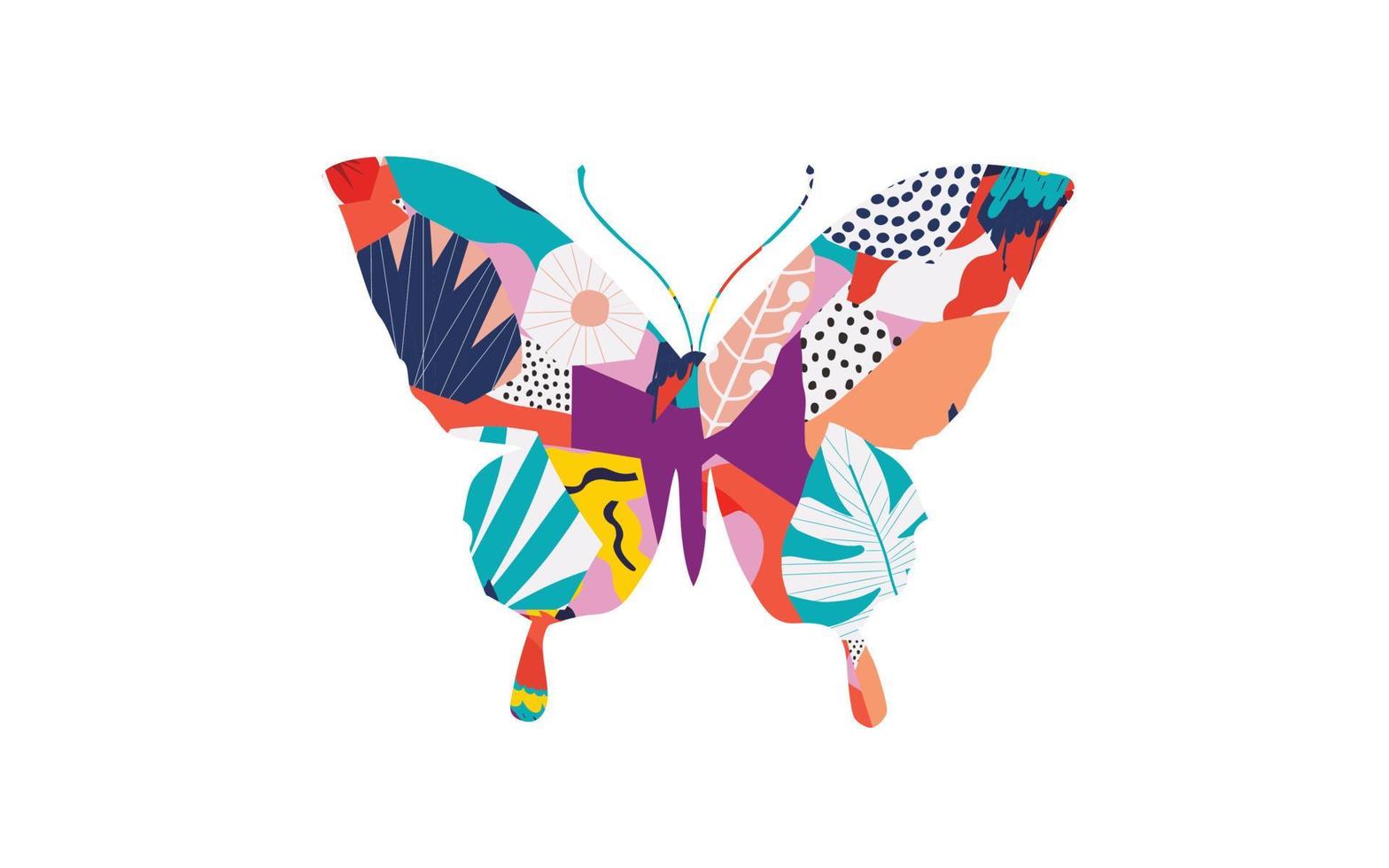 Fondo colorido del ejemplo del vector de la mariposa. inspirado en la naturaleza, insecto volador, cartel de polilla