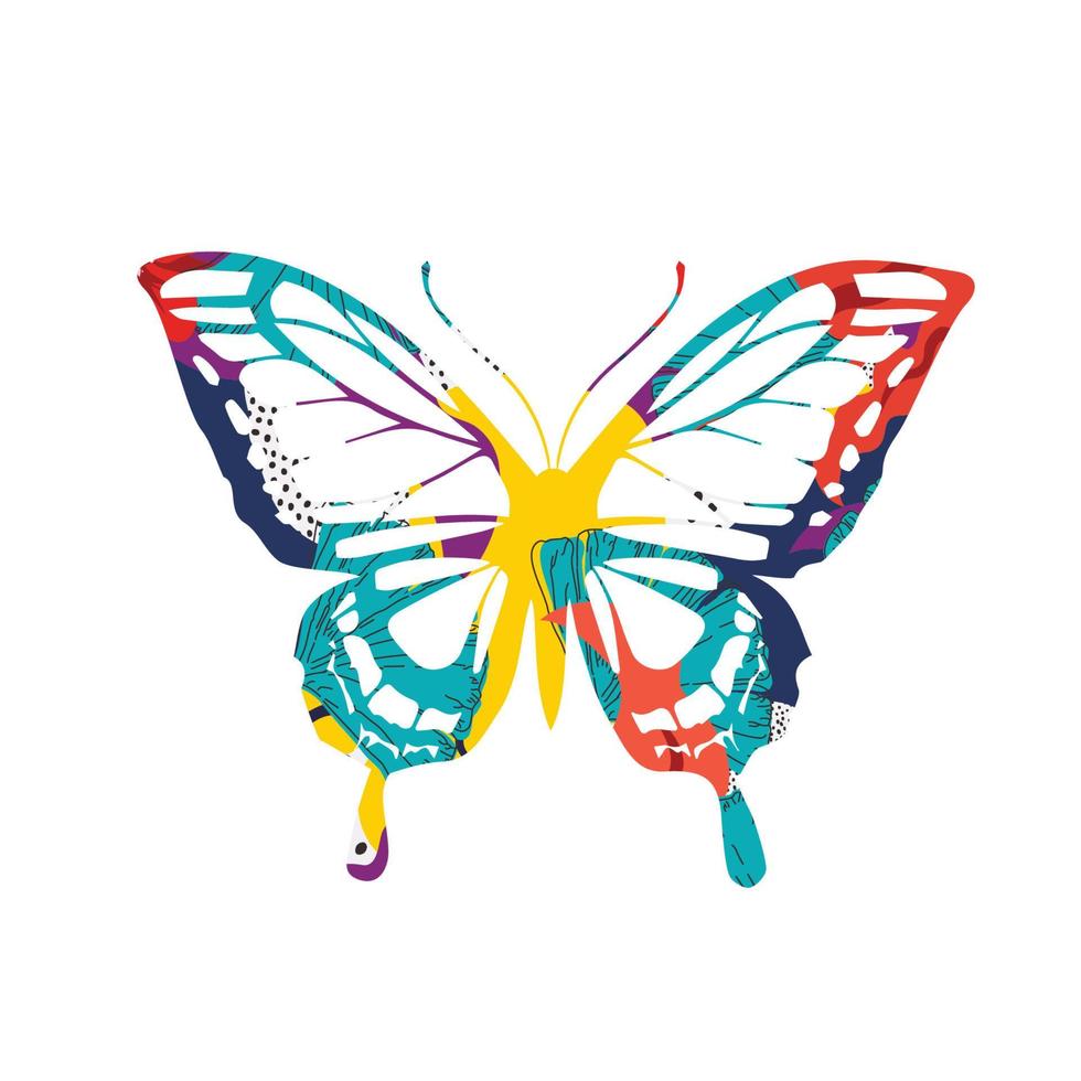 Colorful butterfly vector illustration background. Nature inspired, flying insect, moth poster