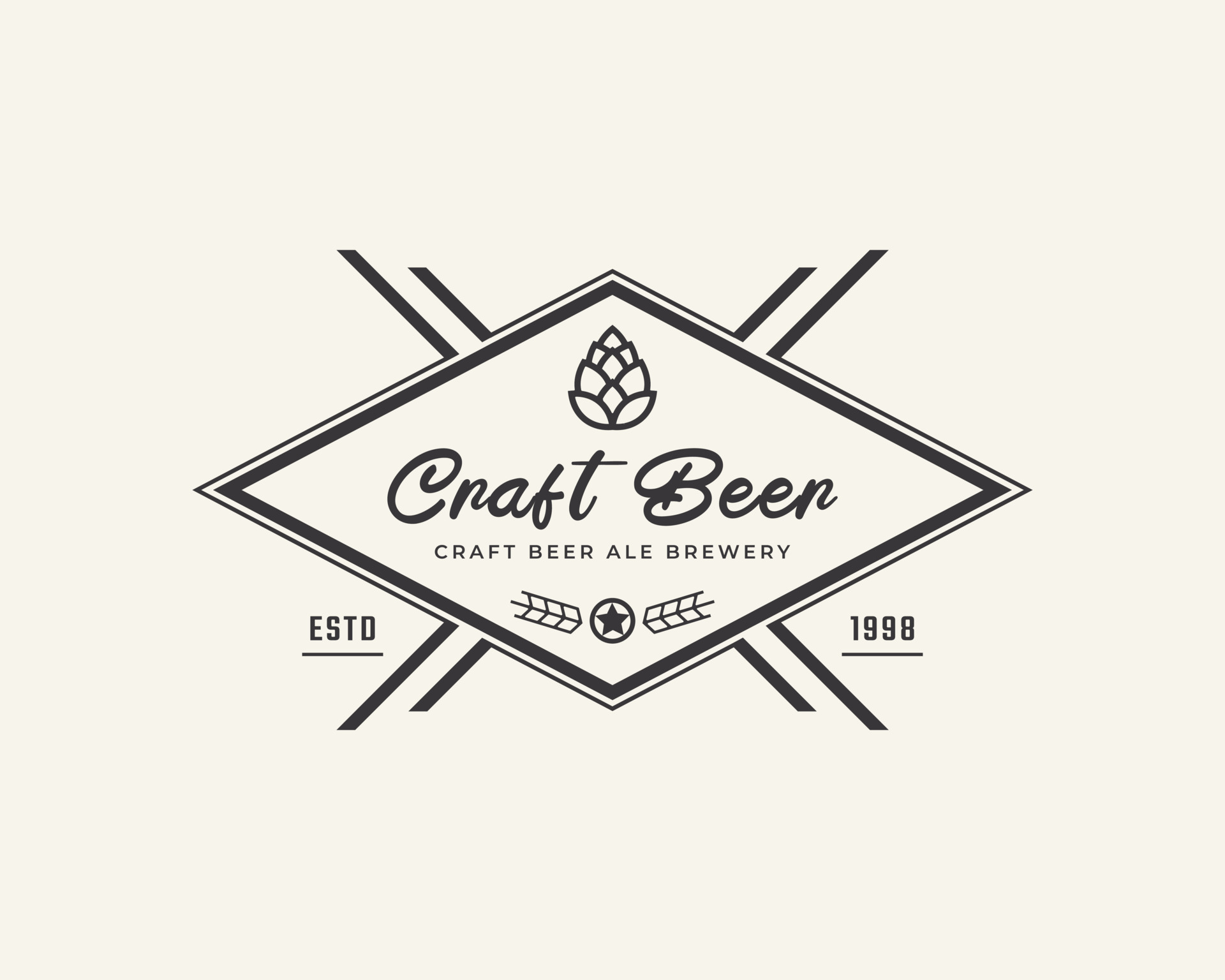 Classic Vintage Retro Label Badge for Hops Craft Beer Ale ...
