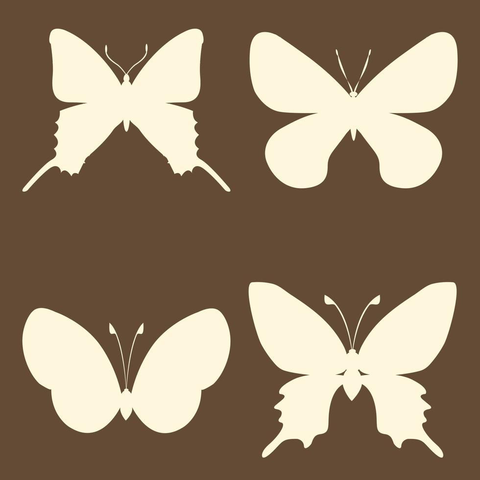 Set of outline silhouette insect butterflies vector