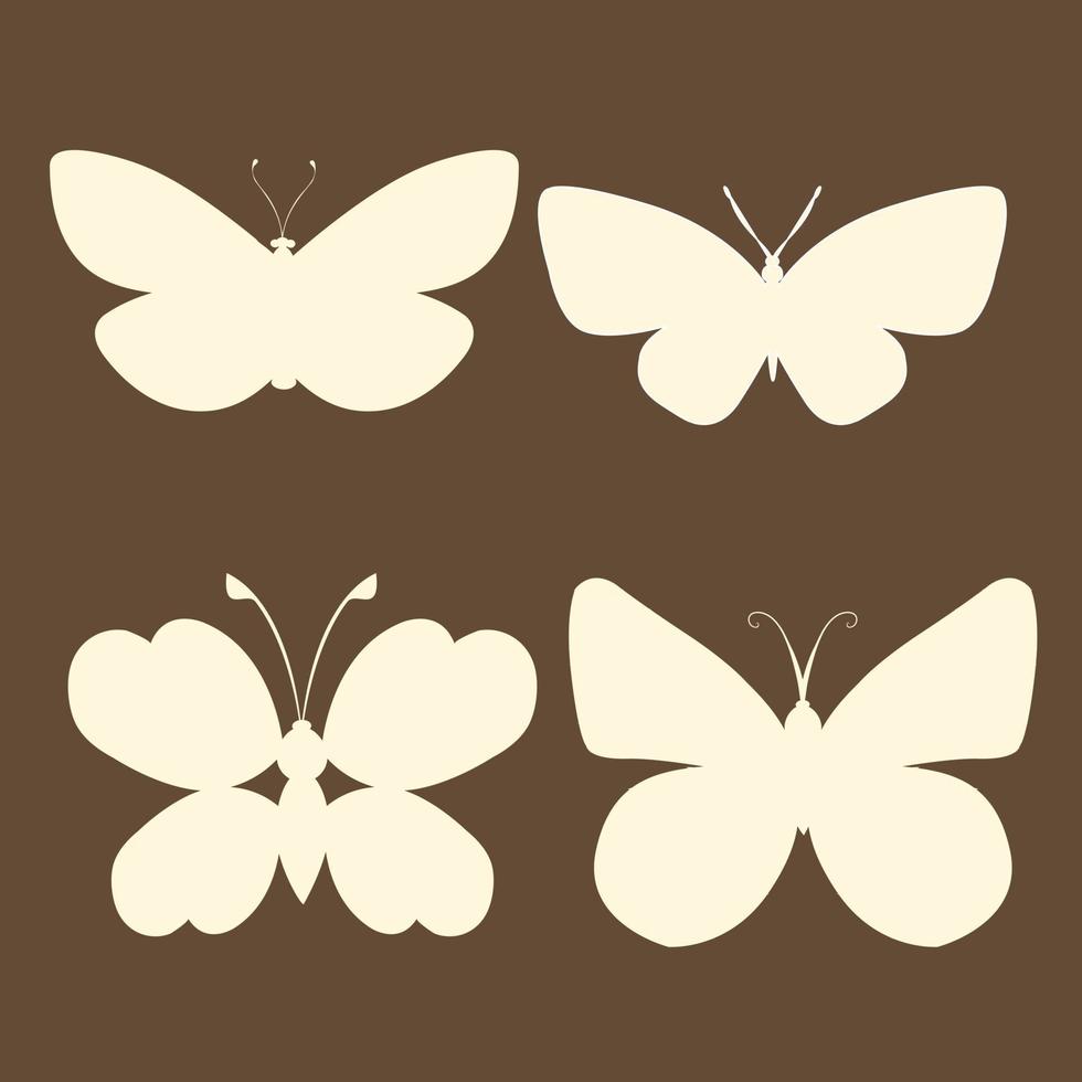 Set of outline silhouette insect butterflies vector