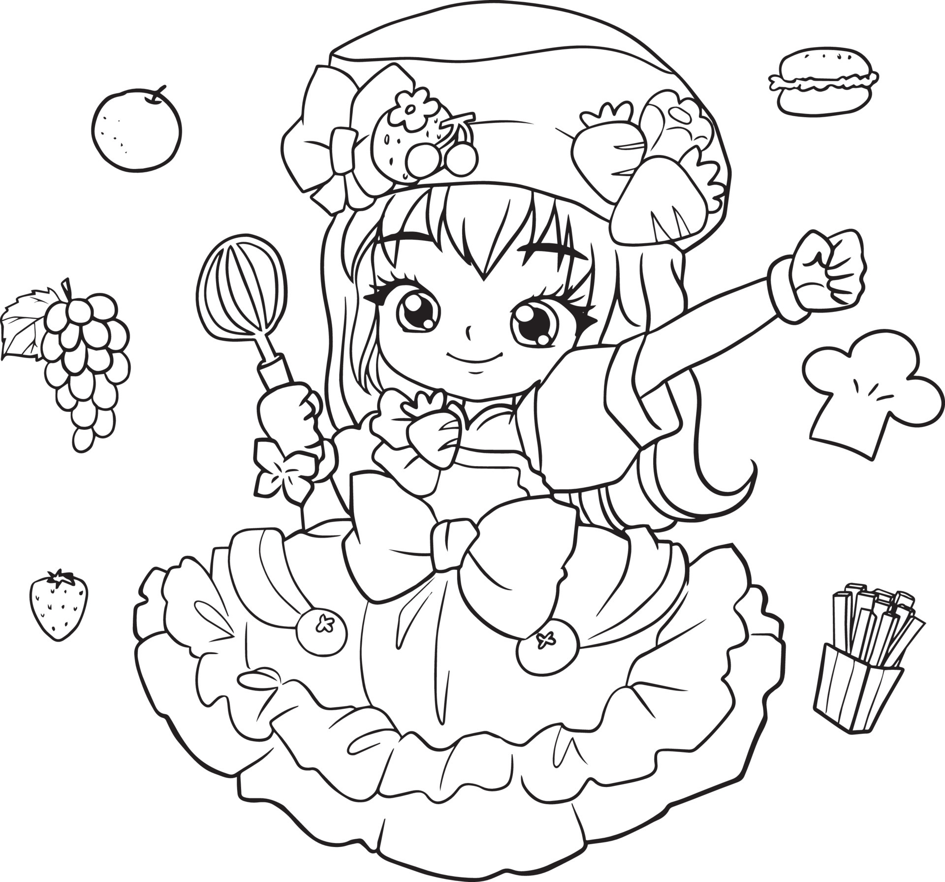 drawing cartoon cute coloring page line art, outline anime manga kawaii kids  6226086 Vector Art at Vecteezy