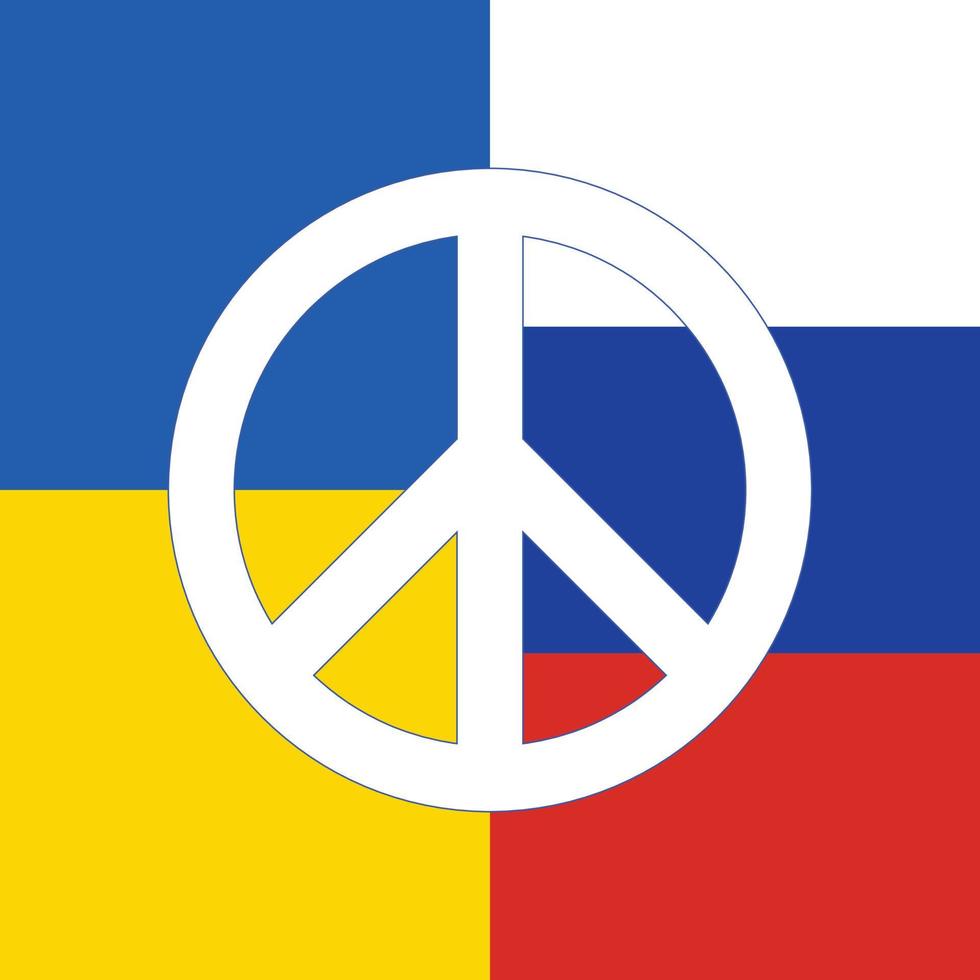 Ukarine - February 2022 Ukraine VS Russia national flags showing peace during the war vector