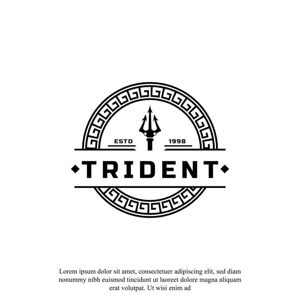 Classic Vintage Trident Neptune God Poseidon Triton King Spear Logo Icon Design Template vector