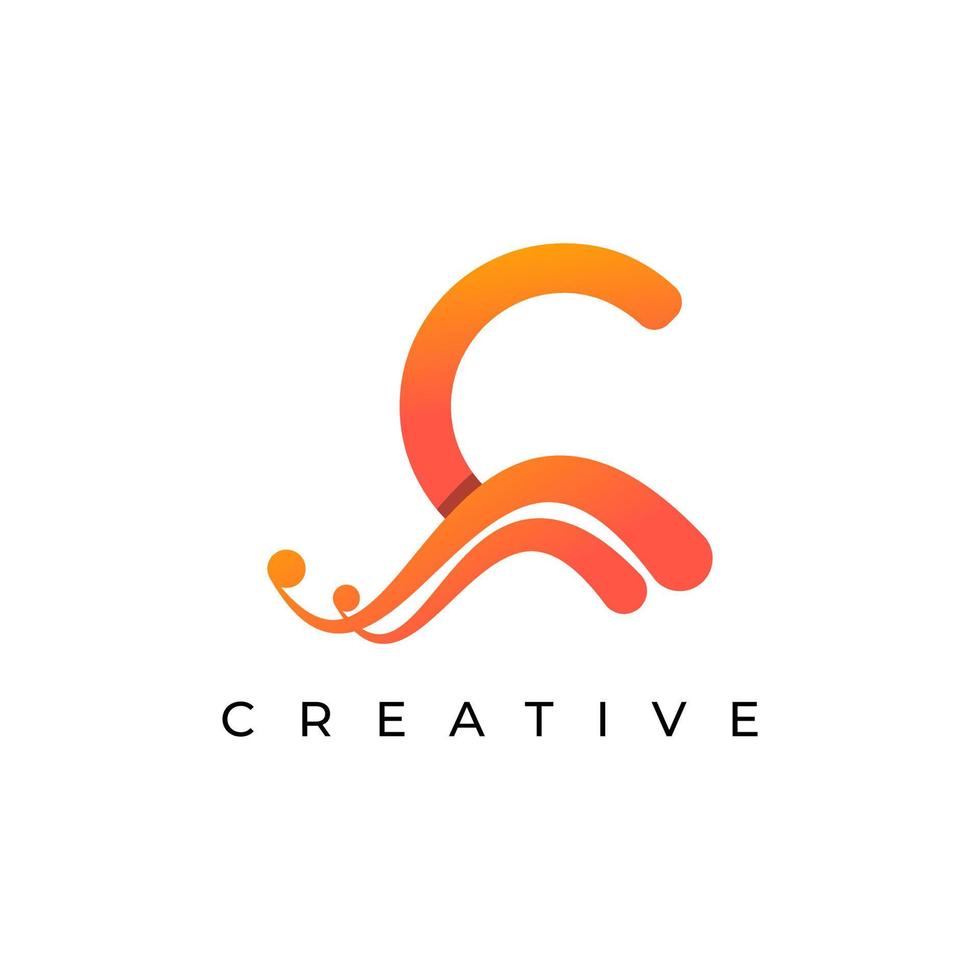 Corporation Initial C Letter Logo With Creative Swoosh Liquid Gradient Color, Vector Template Element