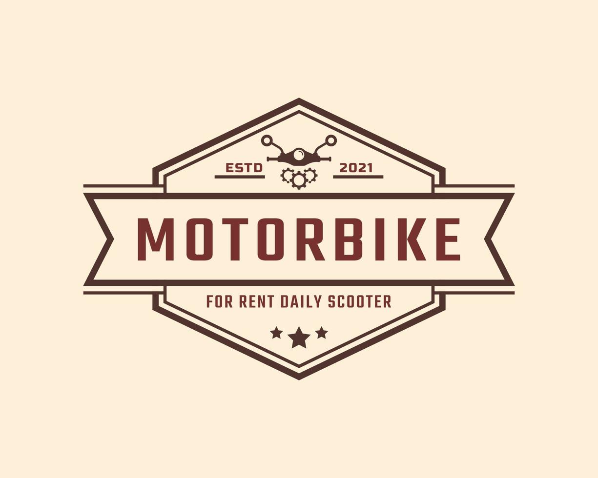 emblema de la insignia de la etiqueta retro vintage clásica inspiración para el diseño del logotipo de alquiler de motos y scooters vector