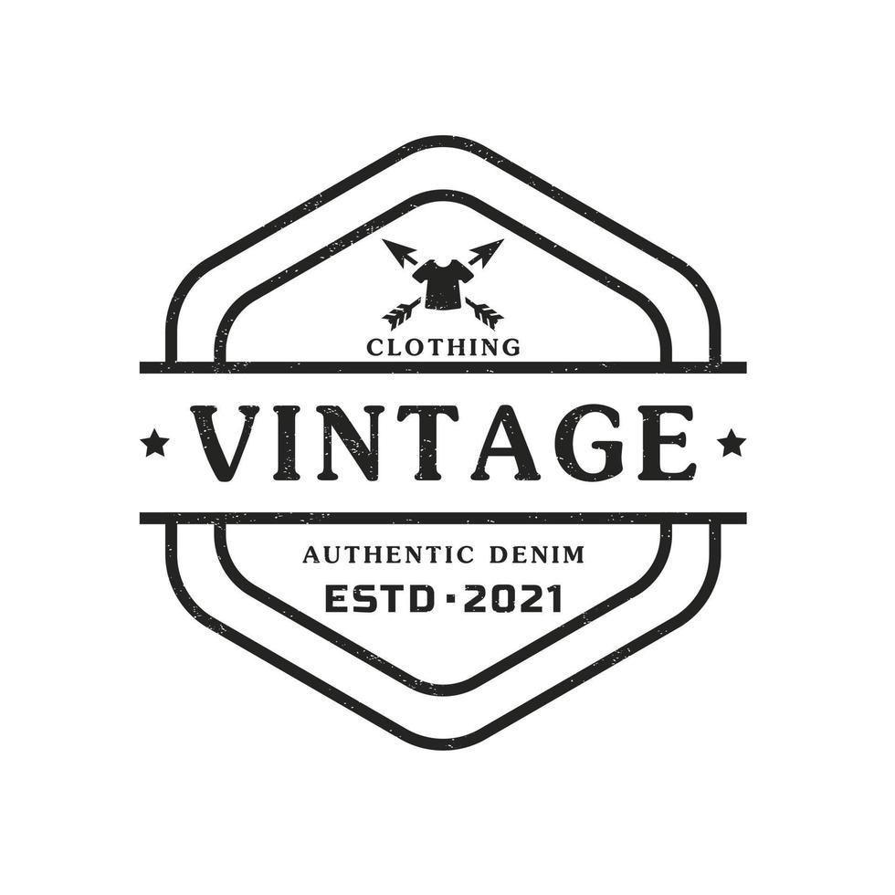 insignia de etiqueta retro vintage clásica para prendas de vestir elemento de plantilla de diseño de emblema de logotipo hexagonal vector