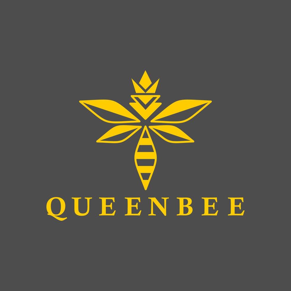 simple y moderna abeja reina colorida con inspiración en el diseño del logotipo de la corona vector