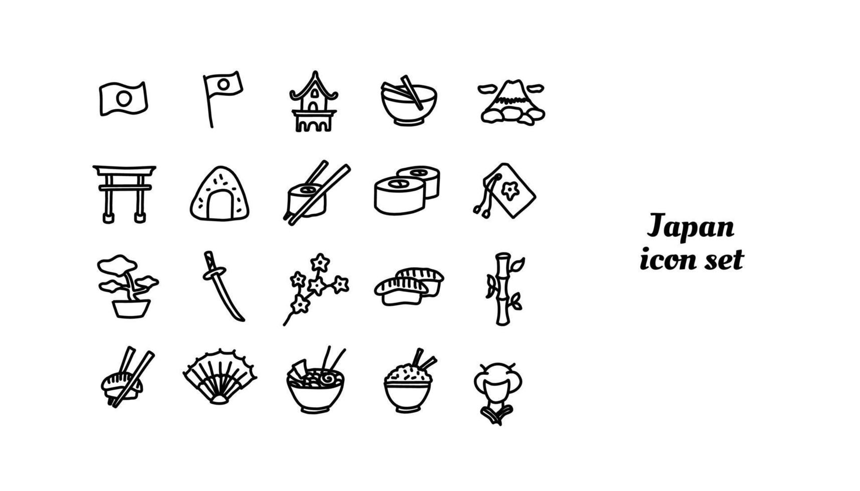 Japan icon set vector