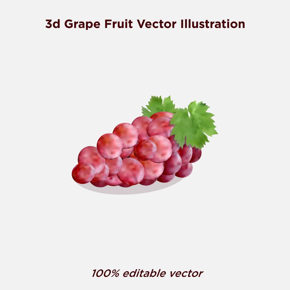 Ilustración de fruta de uva realista 3d vector