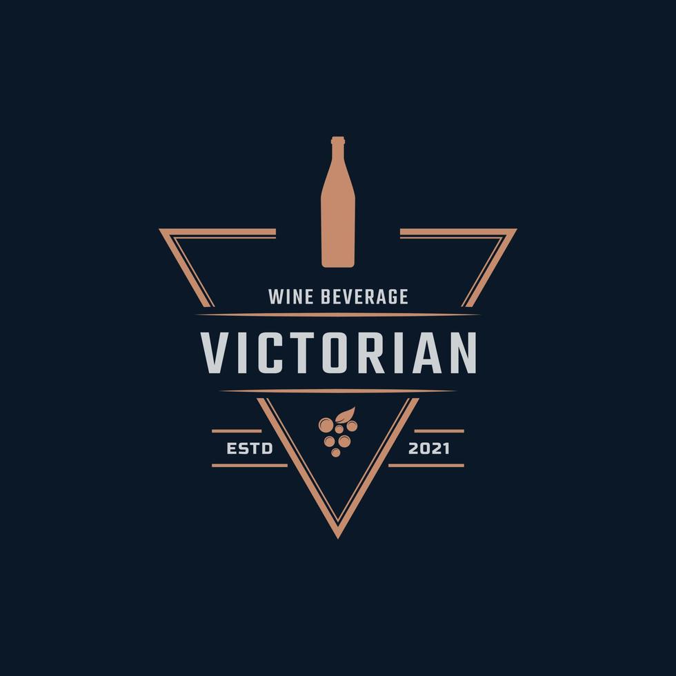 Luxury Vintage Retro Label Badge Emblem Floral Victorian Wine Bottle Glass Bar Beverage Logo Design inspiration vector