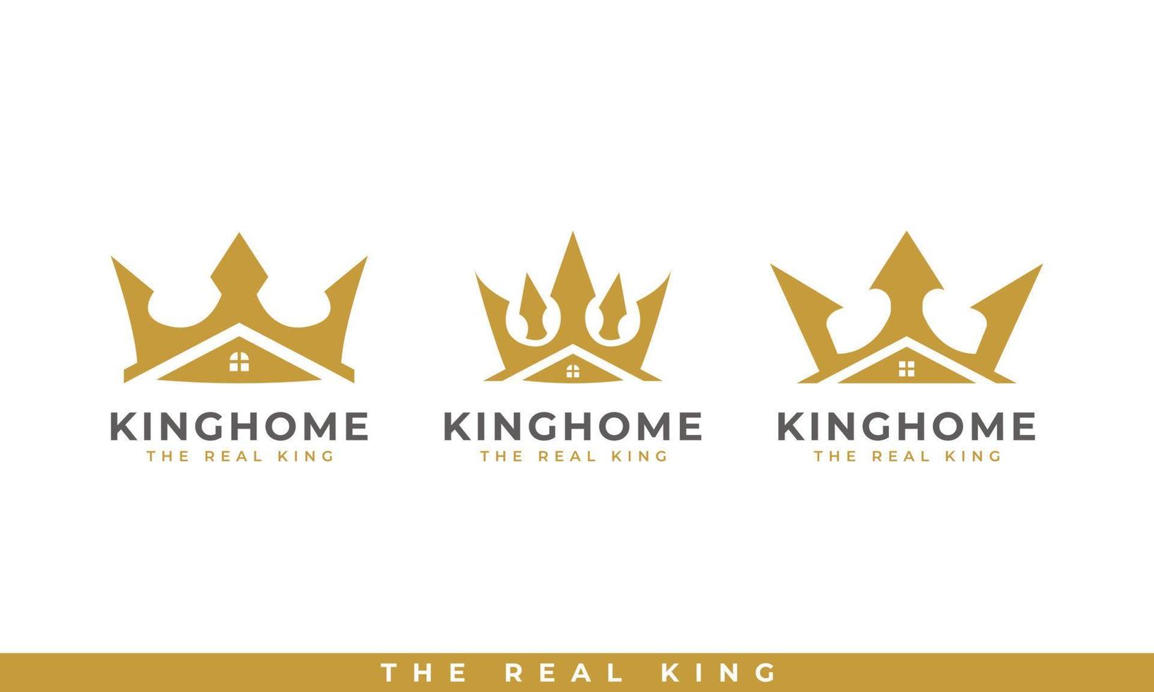 Set of King House Icon. Crown and House for Real Estate or Home Loan Business Logo Design Inspiration vector