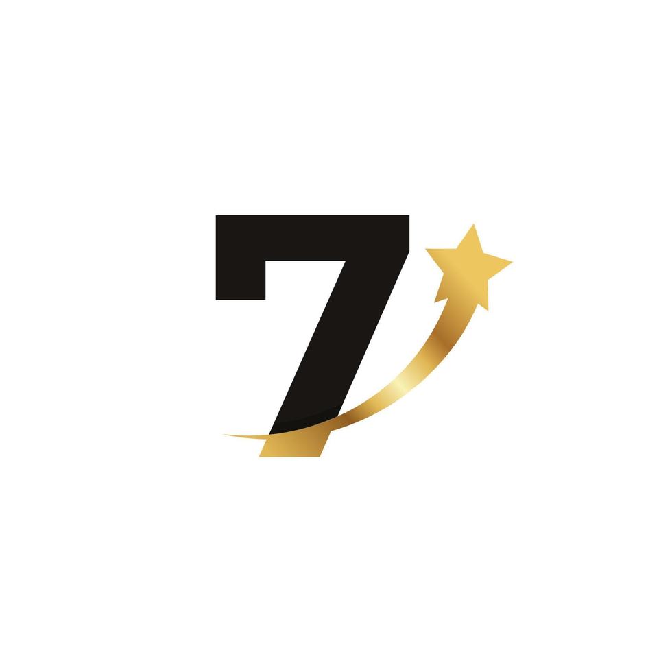 elemento de plantilla de símbolo de icono de logotipo de estrella dorada número 7 vector