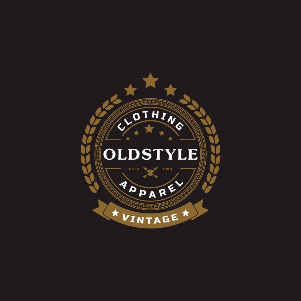 insignia de etiqueta retro vintage clásica para prendas de vestir elemento de plantilla de diseño de emblema de logotipo de estilo antiguo vector