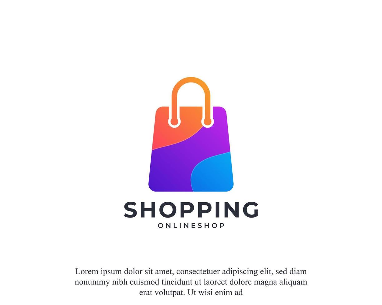 Shopping bag icon. Geometric Shape with Colorful Logo. Suitable for online shop logos vector