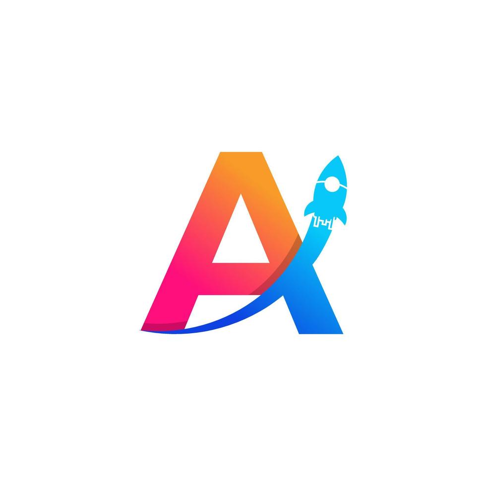 Initial Letter A with Rocket Logo Icon Symbol. Good for Company, Travel, Start up and Logistic Logos vector