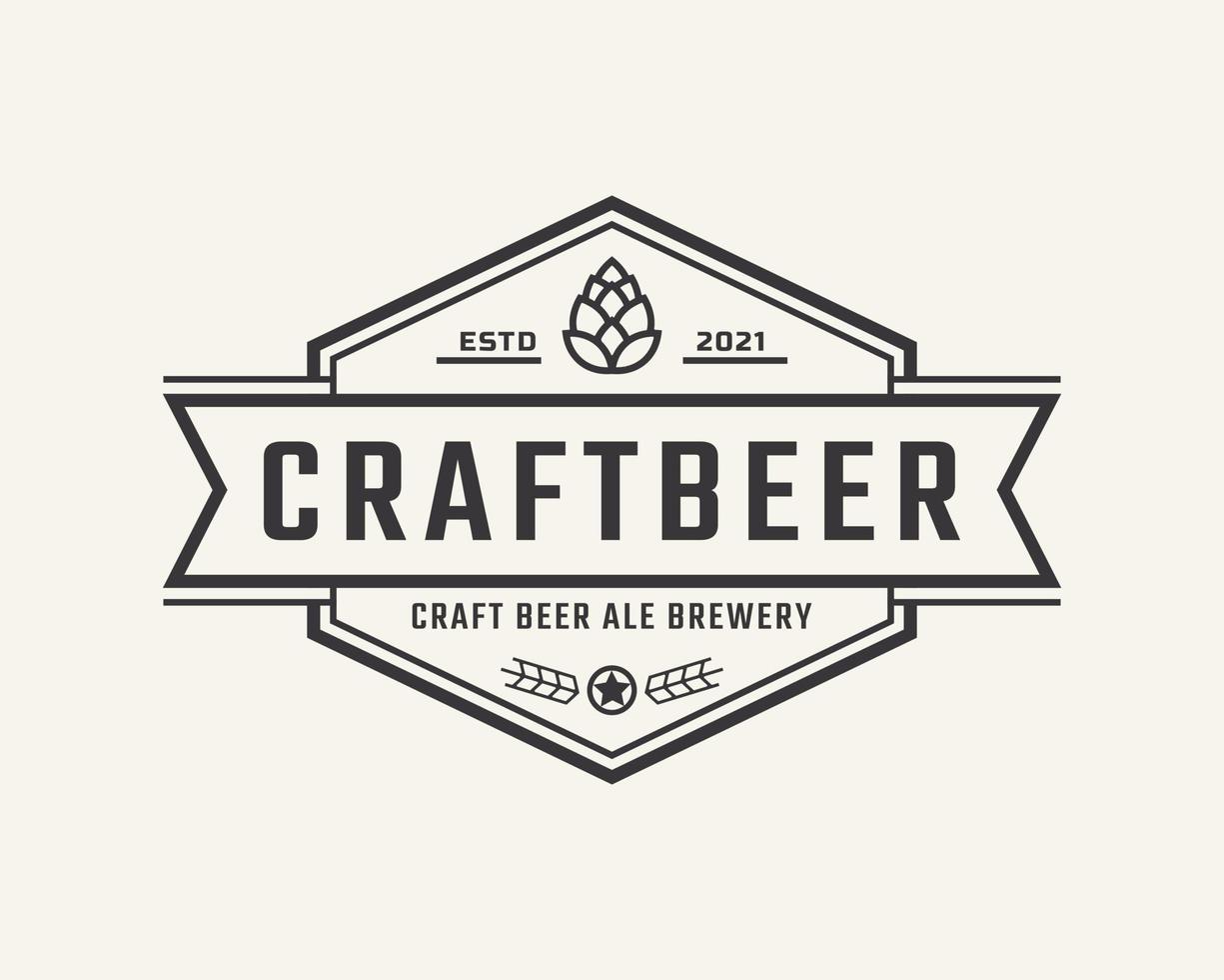Classic Vintage Retro Label Badge for Hops Craft Beer Ale Brewery Logo Design Inspiration vector