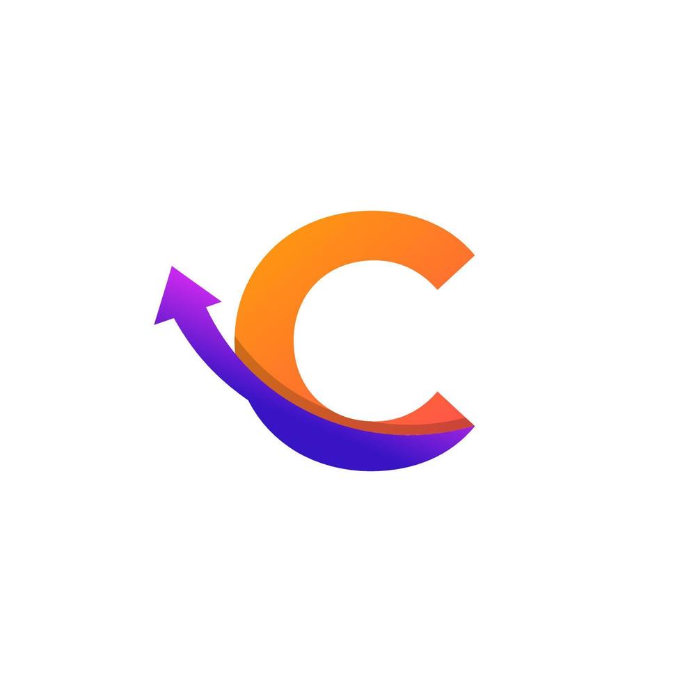 Initial Letter C Arrow Up Logo Symbol. Good for Company, Travel, Start up, Logistic and Graph Logos vector