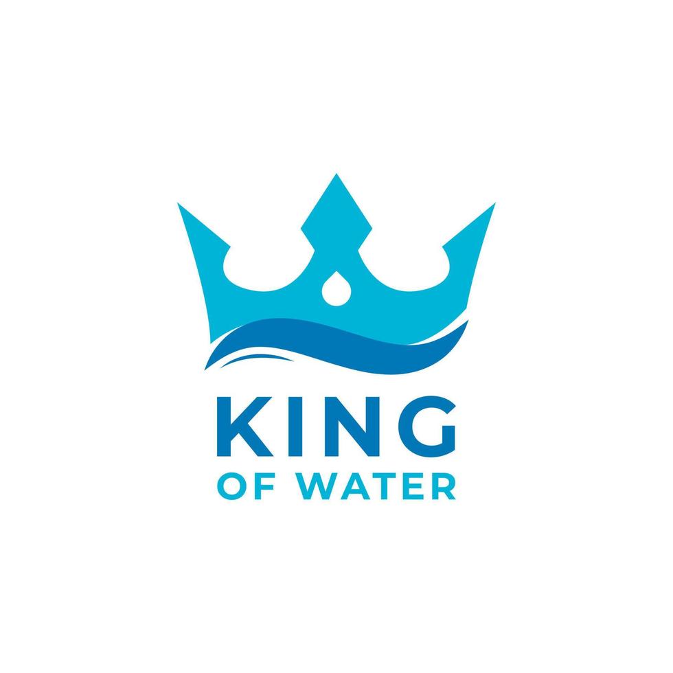 Blue Ocean King Crown and Water Sea Waves for Boat Ship Logo Design Template Element vector