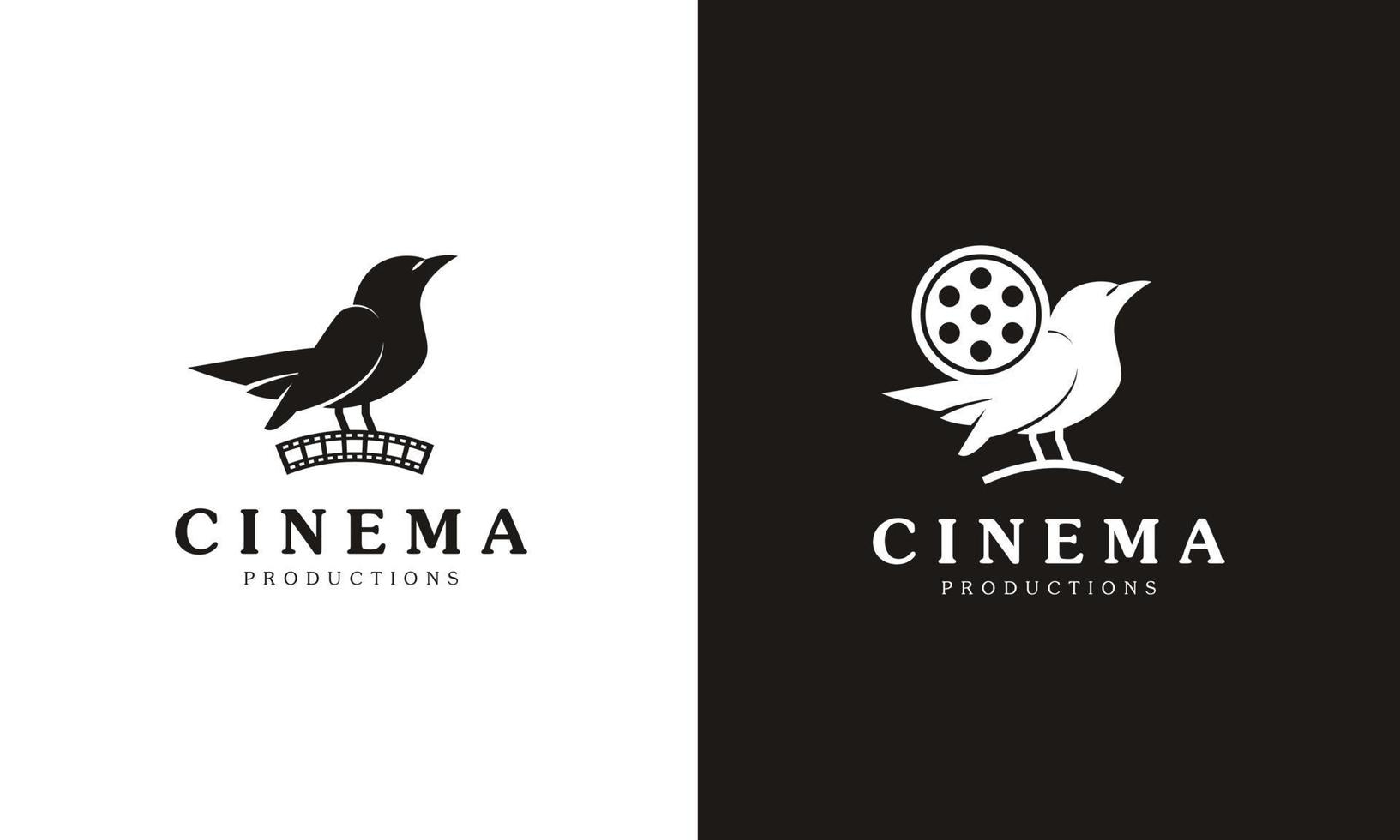 Creative Movie Maker Icon. Combination Cute Bird with Film Equipments Symbol vector