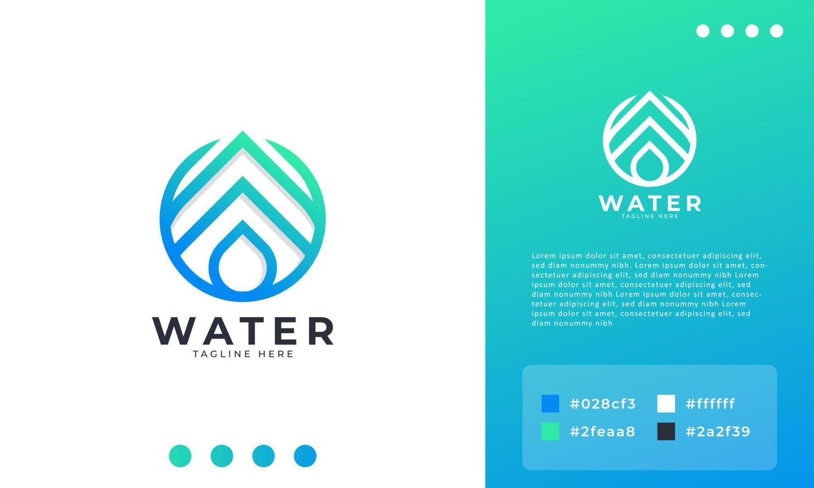 Water Drop Logo Design Template Linear style. Blue Droplet Lines Aqua Icon vector