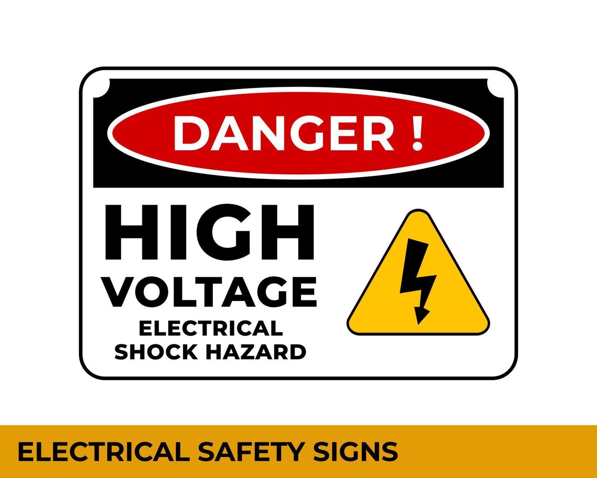 Danger High Voltage Signs with Warning Message for Industrial Areas, Easy To Use And Print Design Templates vector