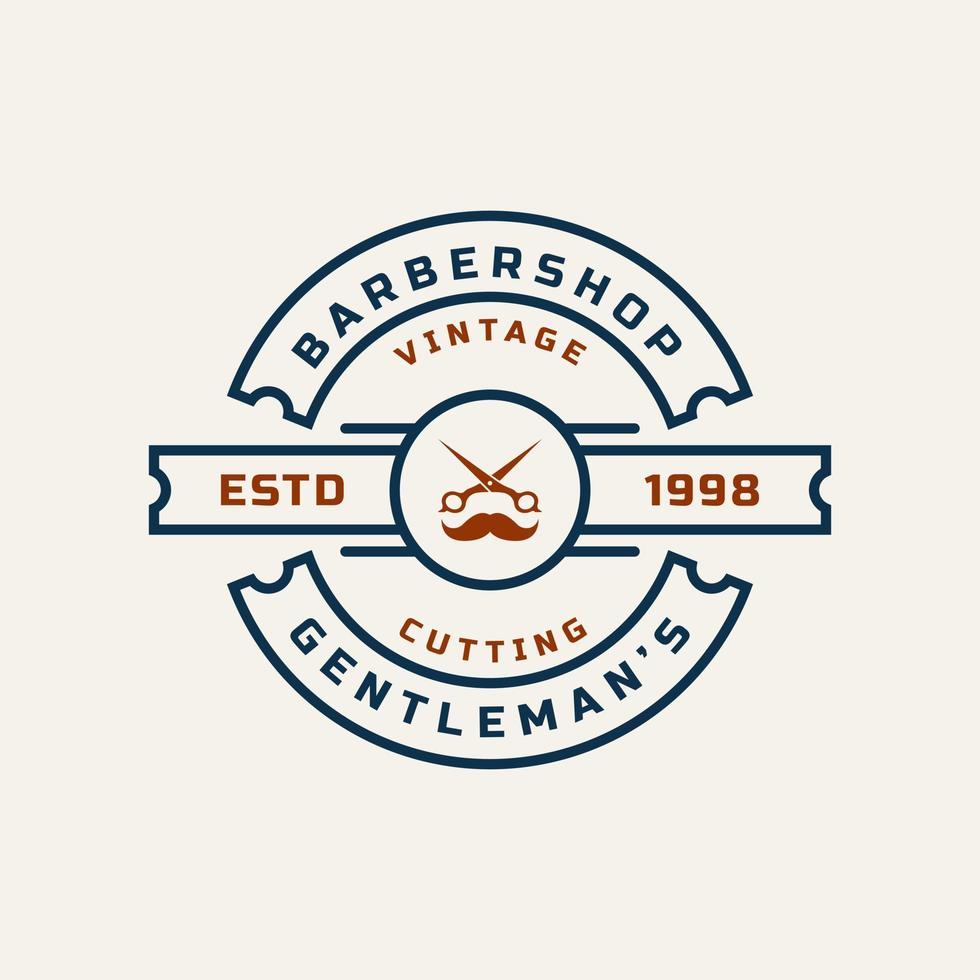 Vintage Retro Badge Barber Shop Logo with Scissors Symbol for Gentleman Haircut Emblem Design Symbol vector