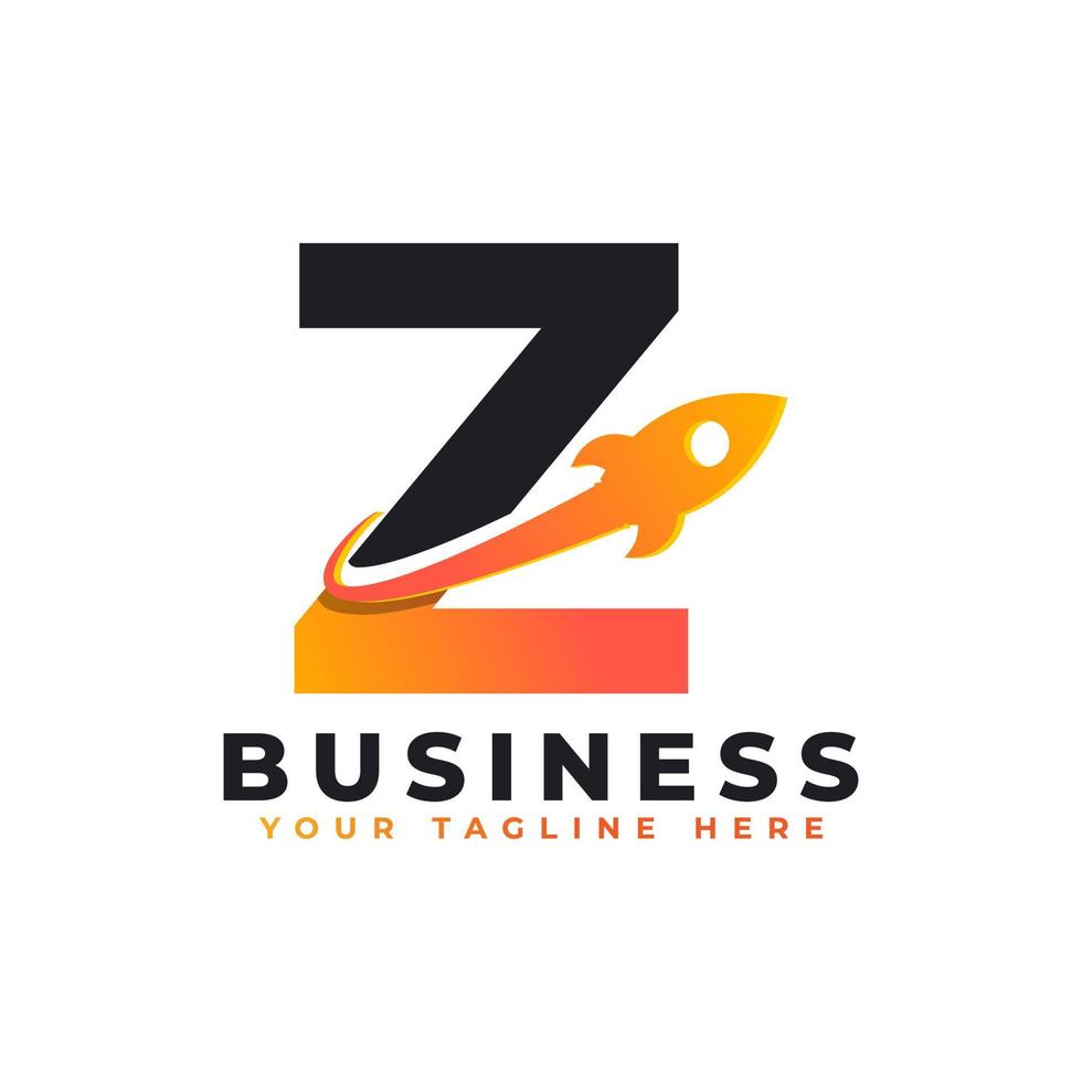 Letter Z with Rocket Up and Swoosh Logo Design. Creative Letter Mark Suitable for Company Brand Identity, Travel, Start up, Logistic, Business Logo Template vector