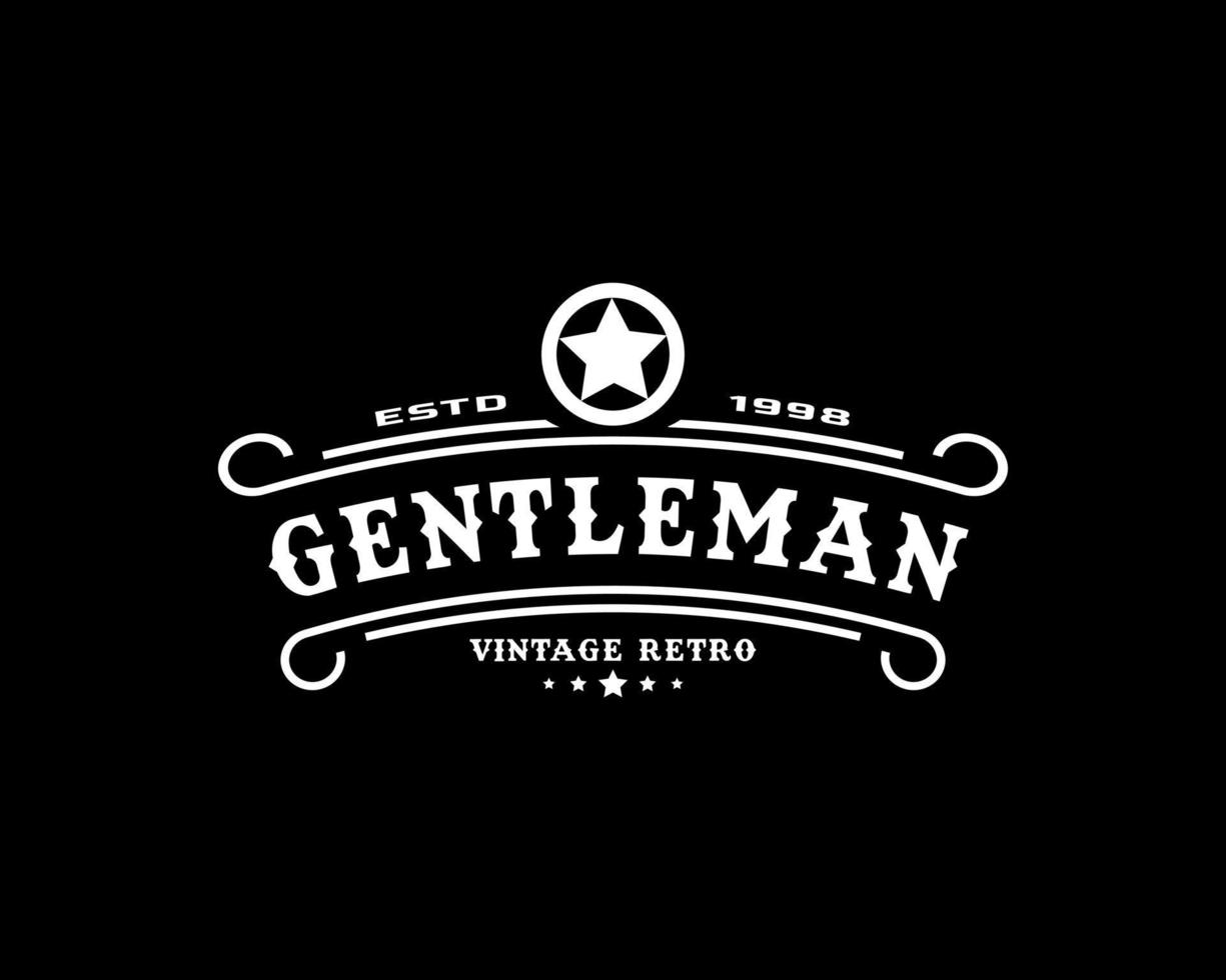 Creative Classic Vintage Retro Label Badge for Gentleman Cloth Apparel Logo Design Inspiration vector