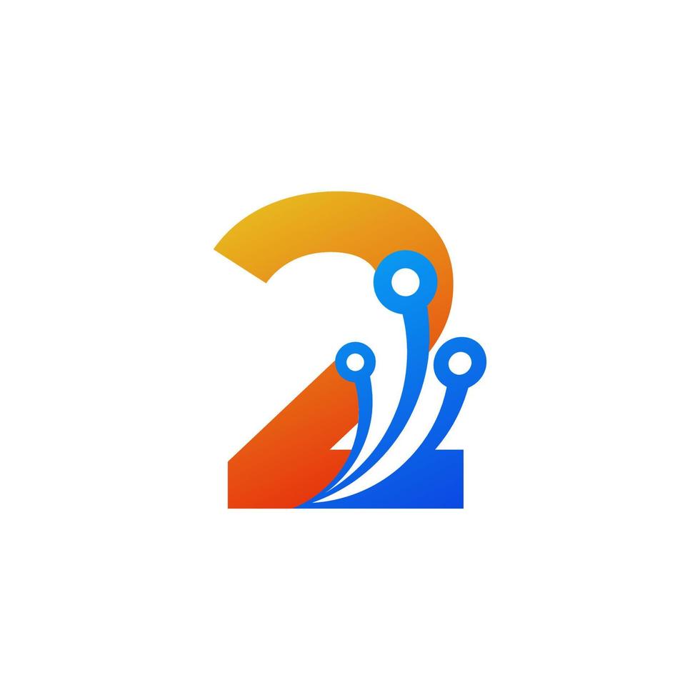 Number 2 Technology Logo Design Template Element vector