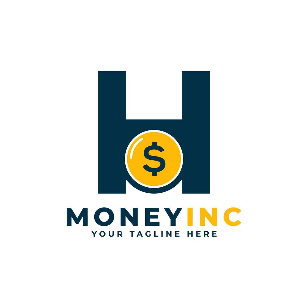 Cash Logo. Letter H with Coin Money Logo Design Template vector