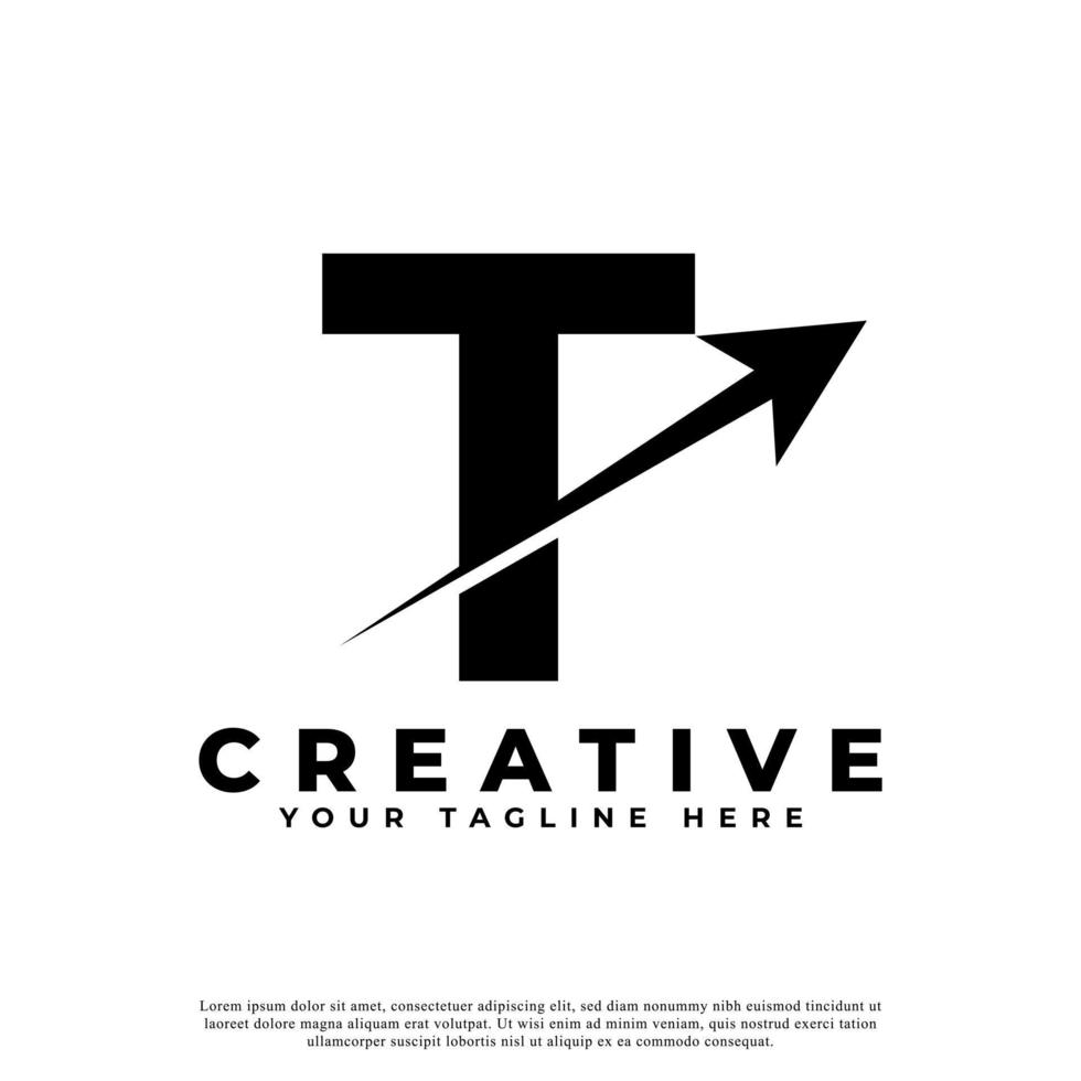 Initial Letter T Artistic Creative Arrow Up Shape Logotype. Usable for Business and Branding Logos. vector
