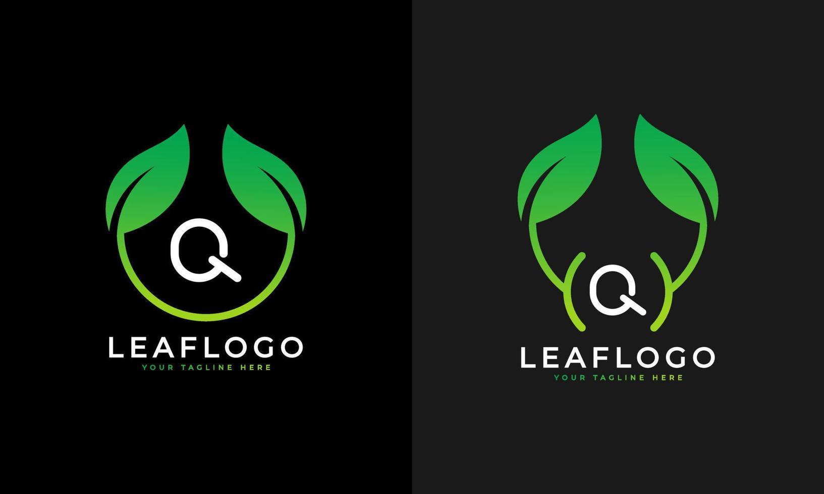 Nature Green Leaf Letter Q Logo Design. monogram logo. Green Leaves Alphabet Icon. Usable for Business, Science, Healthcare, Medical and Nature Logos.Flat Vector Logo Design Template Element. Eps10
