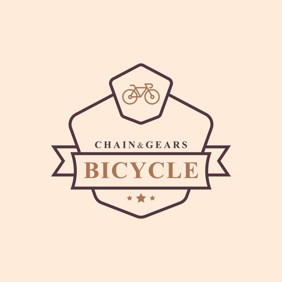 insignia retro vintage para reparación de bicicletas y servicios tienda logo emblema diseño símbolo vector