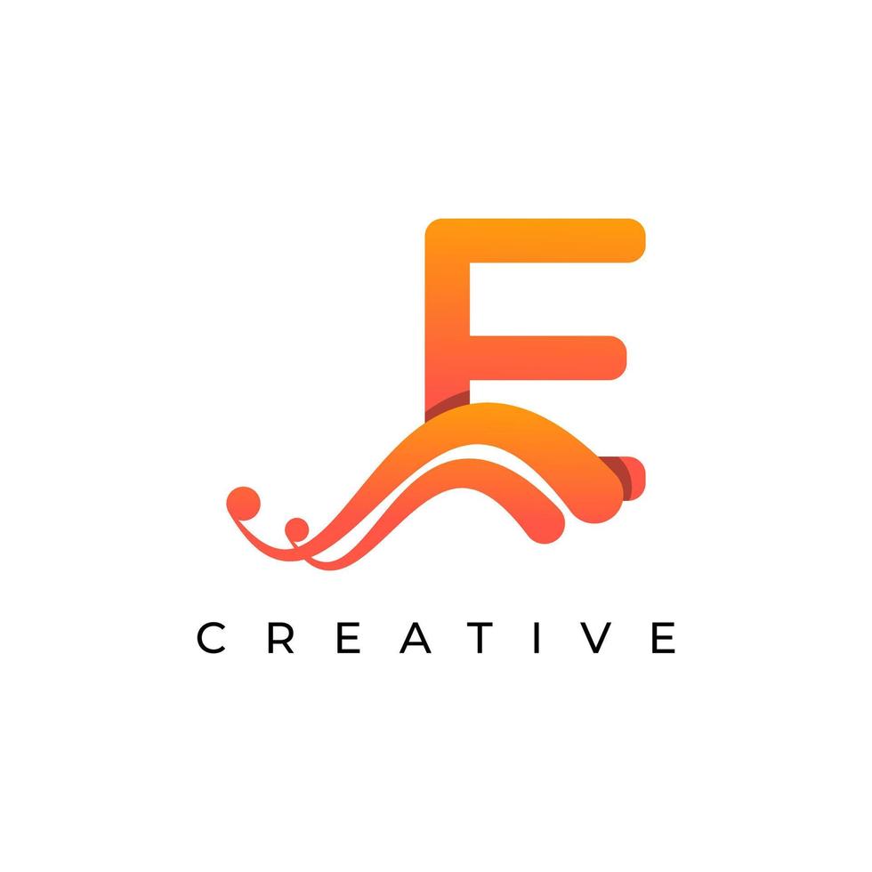 Corporation Initial E Letter Logo With Creative Swoosh Liquid Gradient Color, Vector Template Element