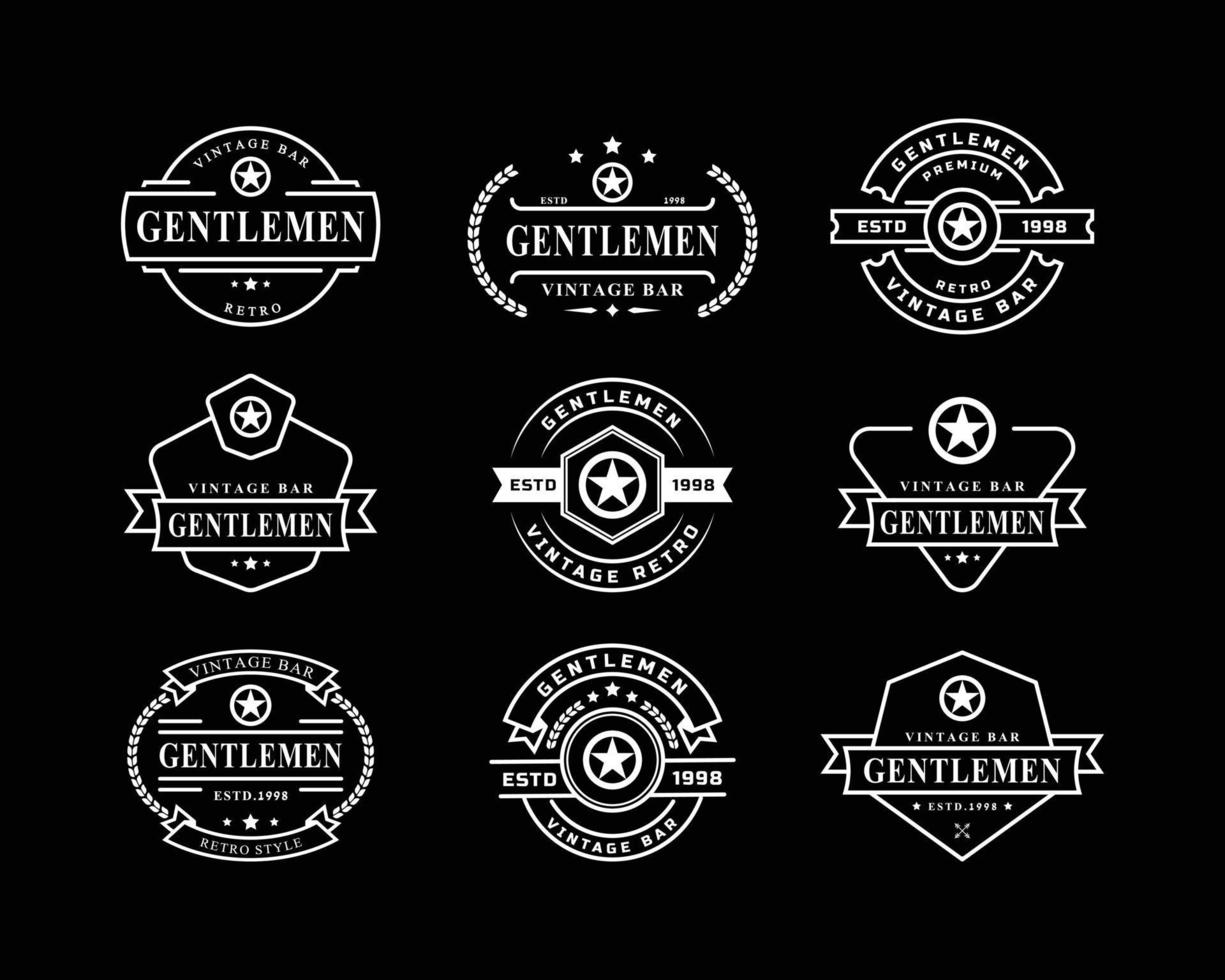 Set of Vintage Retro Badge for Gentleman Cloth Apparel Logo Design Symbol vector