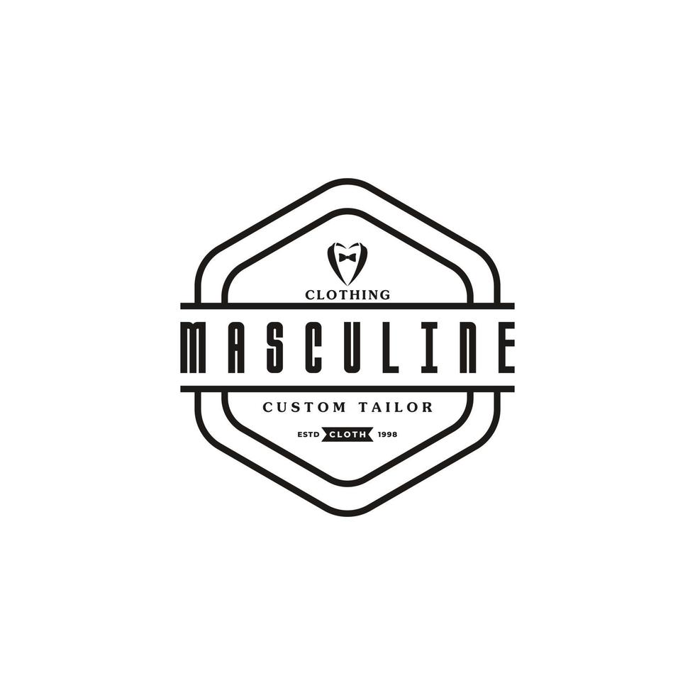 Classic Vintage Retro Label Badge for Clothing Apparel Gentleman and Masculine Logo Emblem Design Template Element vector