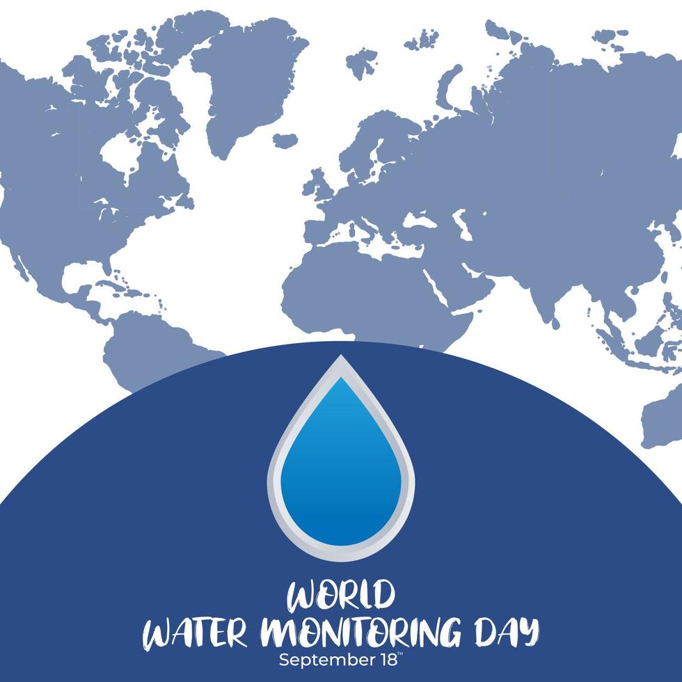 Flat Design Illustration Of World Water Monitoring Day Template, Design Suitable For Posters, Banner, Backgrounds, And Greeting Cards World Water Monitoring Day Themed vector