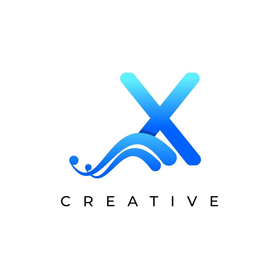 Corporation Initial X Letter Logo With Creative Swoosh Liquid Gradient Color, Vector Template Element