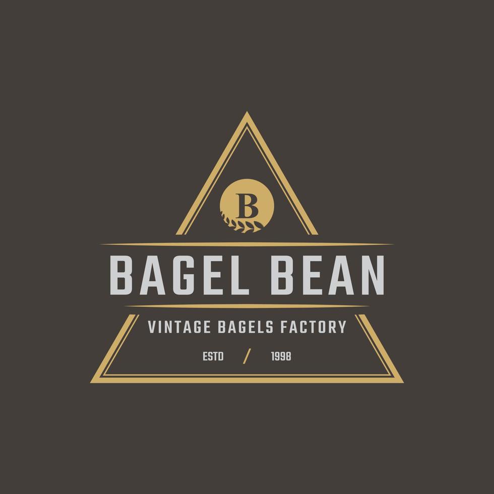 Rustic Retro Vintage Label Badge Letter B for Bagels Logo Design Inspiration vector
