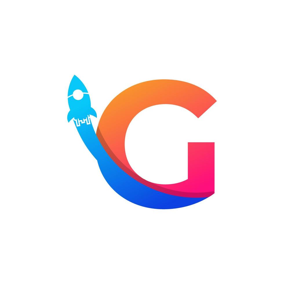 Initial Letter G with Rocket Logo Icon Symbol. Good for Company, Travel, Start up and Logistic Logos vector