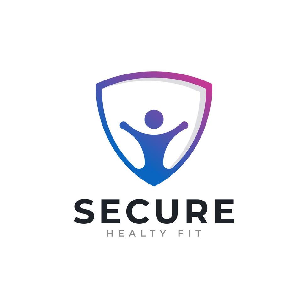 Secure People Shield for Family Protection and Healthy Logo Design Template Element vector